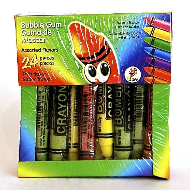 Bombi Crayon Bubble Gum Assorted Mexican 4x24 Pacific Candy Wholesale