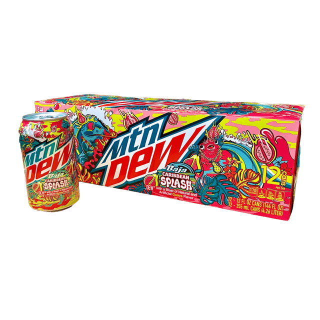 Mountain Dew Baja Caribbean Splash Soda Cans 12x355ml (Pick up or