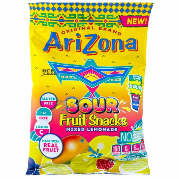 Arizona Sour Mixed Lemonade Fruit Snacks 12x5oz Pacific Candy Wholesale