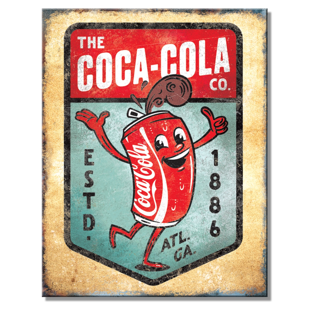 Metal Sign Coca Cola Dancing Can 16"x12.5"