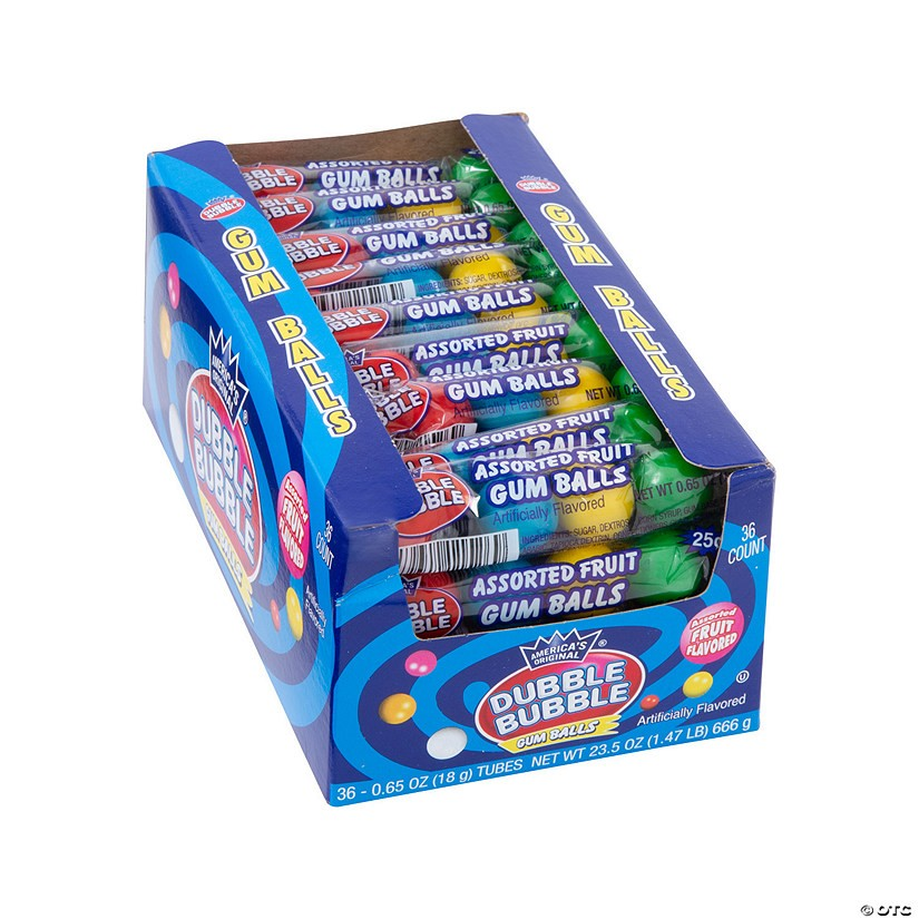 Dubble Bubble Assorted Four Pieces Ball Tube 36