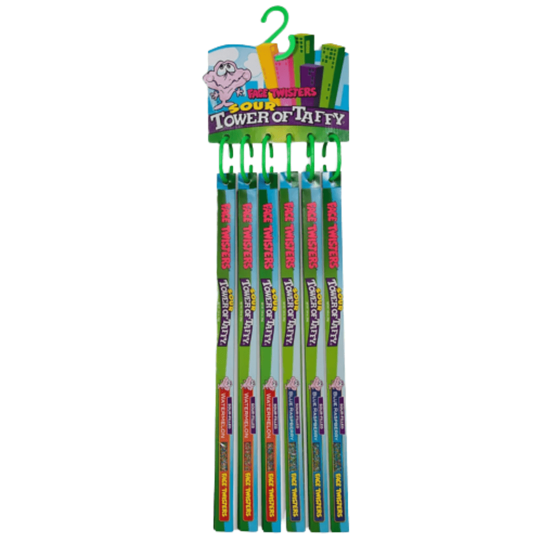 Face Twisters Sour Tower of Taffy Watermelon & Blue Raspberry 24x55g ...