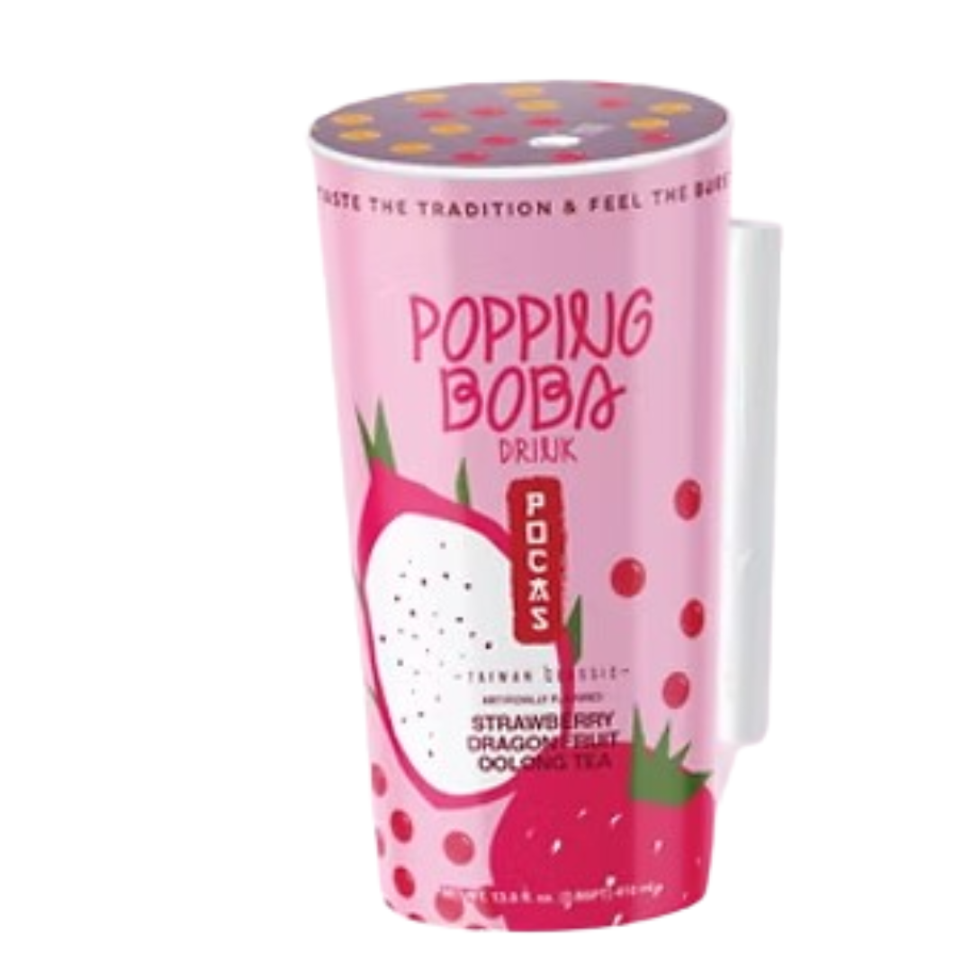 Pocas Popping Boba RTD Strawberry Dragon/Oolong Tea 12x15.2oz