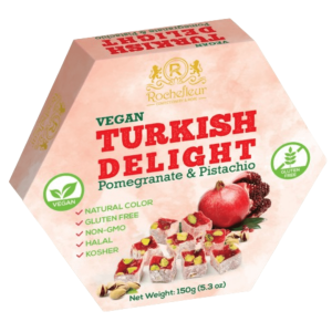 Rochefleur Vegan Turkish Delight Pomegranate and Pistachio 8x5.3oz