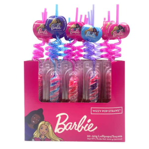 Exclusive Brands Barbie Wizzy Pop Straws With Lollipop 20x50g