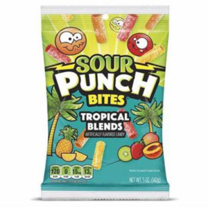 Sour Punch Bites Tropical Blends Peg Bag 12x5oz