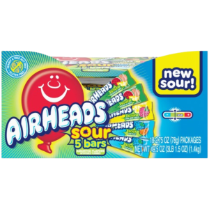 Airheads Singles Five Bar Pack Assorted Sours 18x2.75oz