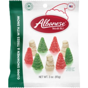 Albanese World Best Gummi Snowmen & Trees With Snow Peg Bag 12x3oz
