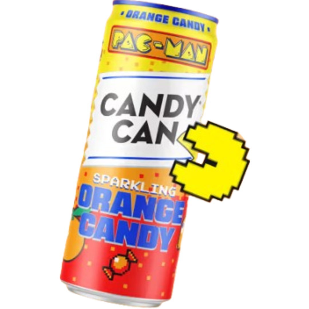 Candy Can Pac-Man Sparkling Orange Candy Drink 12x330ml - Pacific Candy ...