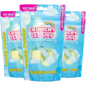 Crunchy Clouds Squishy Crunch Squashies Blueberry & Banana British Peg Bag 10x50g