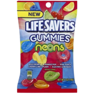 Life Saver Gummies Neons Peg Bag 12x7oz (Best Before May 2026)