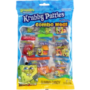 Frankford SpongeBob Square Pants Krabby Patty Gummy Combo Meal Tray Peg Bag 12x2.6oz