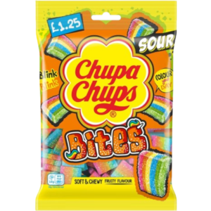 Chupa Chups Sour Mini Bites Bag Pre Priced British Peg Bag 12x120g
