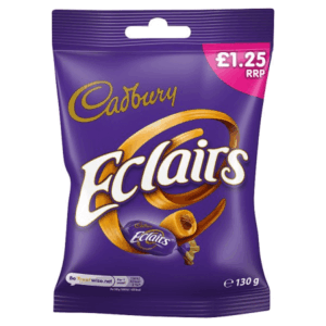 Cadbury Eclairs Priced Marked British Peg Bag 12x130g (Best Before June 27 2026)
