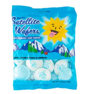 Gerrit Satellite Wafers With Tongue Tattoo Sour Blue Raspberry Peg Bag 12x36g