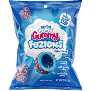Stuffed Puffs Gummy Fuzions Sour Mixed Berry Peg Bag 8x4.23oz