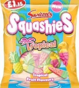 Swizzels Drumstick Squashies Tropical Price Marked British Peg Bag 12x100g