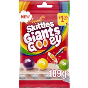 Skittles Giants Gooey Fruits Vegan Price Marked British Peg Bag 14x109g