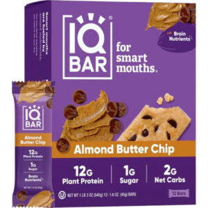 IQ Bar Almond Butter Chip 12x1.6oz (Best Before August 13 2026 ss)