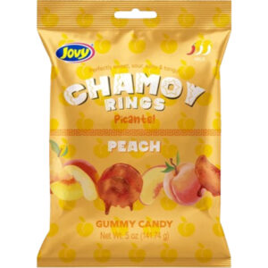 Jovy Chamoy Gummy Peach Rings Peg Bag 8x5oz (Best Before August 15 2026 ss)