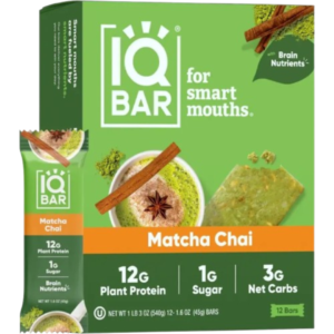 IQ Bar Matcha Chai 12x1.6oz (Best Before August 12 2026 ss)