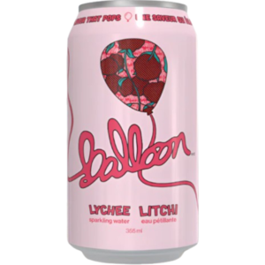 Balloon Sparkling Water Lychee 24x355ml (Best Before August 08 2026)