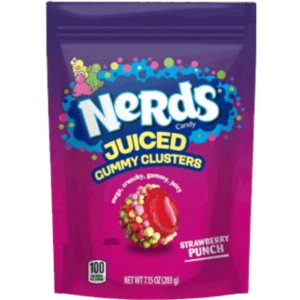 Ferrara Nerds Juiced Gummy Clusters Resealable Peg Bag 6x7.15oz