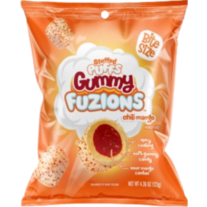 Stuffed Puffs Gummy Fuzions Sour Chili Mango Peg Bag 8x4.23oz