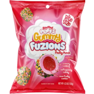 Stuffed Puffs Gummy Fuzions Sour Fruity Punch Peg Bag 8x4.23oz