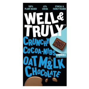 Well & Truly Oat Milk Chocolate Crunchy Coca Nibs British 10x90g
