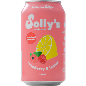 Solly's Soda Raspberry & Lemon 24x355ml (Best Before March 02 2028)