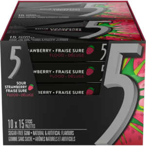 Wrigley's 5 Chewing Gum Sugar Free Sour Strawberry Fifteen Sticks 10