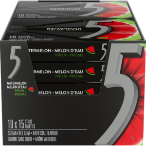 Wrigley's 5 Chewing Gum Sugar Free Watermelon Fifteen Sticks 10