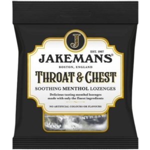 Jakemans Throat and Chest Soothing Menthol Lozenges British Peg Bag 12x73g