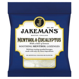 Jakemans Menthol and Eucalyptus Lozenges With A Hint Of Lemon British Peg Bag 12x73g