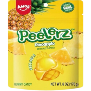 Amos Peelerz Gummy Pineapple Peg Bag 12x170g (Best Before March 19 2027)