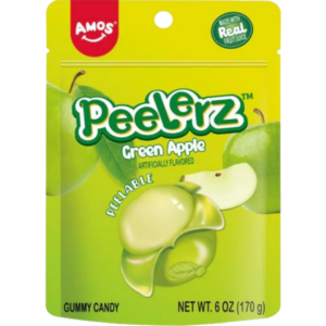 Amos Peelerz Gummy Green Apple Peg Bag 12x170g (Best Before March 19 2027)