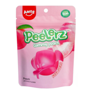 Amos Peelerz Gummy Peach Peg Bag 12x170g (Best Before March 19 2027)
