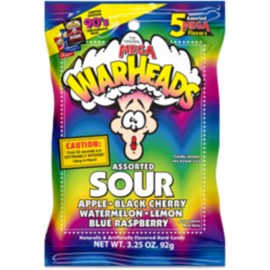 Warheads Extreme Sour Hard Candy Peg Bag 8x3.25oz