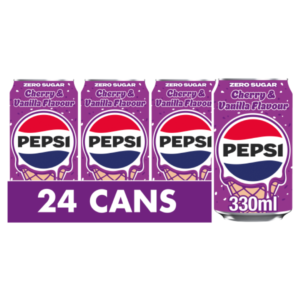 Pepsi Cherry & Vanilla Zero Sugar British 24x330ml (Best Before May 2027)