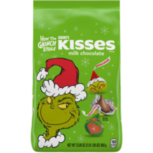 Hershey's Milk Chocolate Kisses With Grinch Foils Stand Up Bag, 33.85oz
